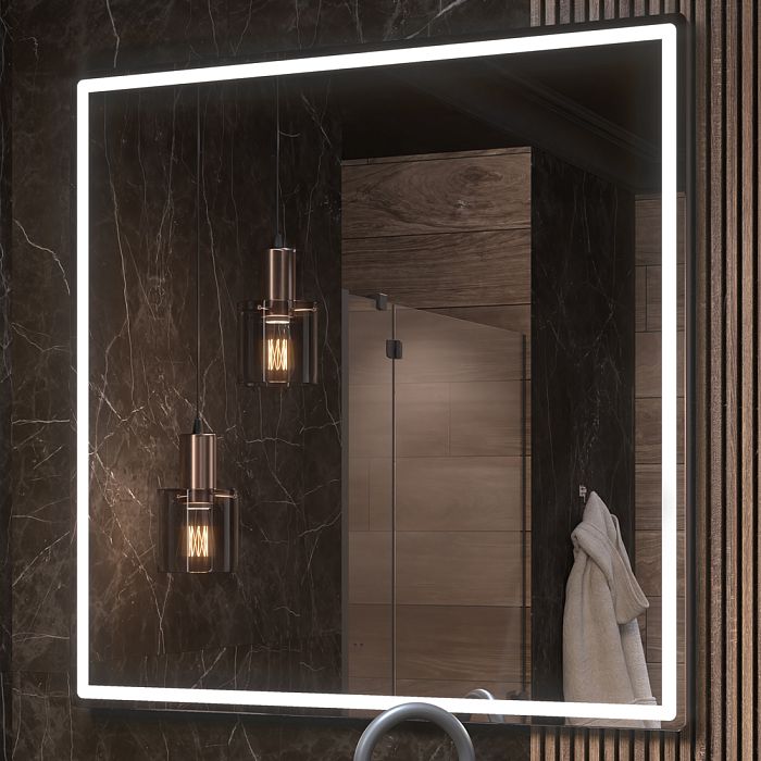 Зеркало Vigo Roberta Comfort 100x100, с подсветкой, функцией антизапотевания