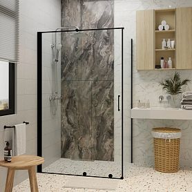 Душевой уголок CeruttiSPA Premiata В120-8 120x90, стекло прозрачное, профиль черный - фото 1