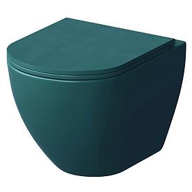 Унитаз Grossman Color GR-4455 OLMS подвесной, безободковый, с сиденьем микролифт, цвет зеленый матовый - фото 1