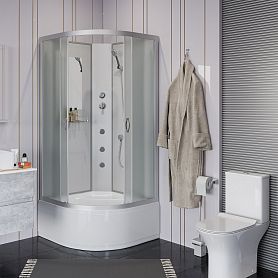 Душевая кабина Niagara Classic NG-2308-14BKG 90x90, стекло матовое, профиль серебро, без крыши, с гидромассажем - фото 1