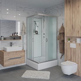 Душевая кабина Niagara Classic NG-33974-14QBKT 90х70, стекло матовое, профиль серебро, без крыши  - фото 1