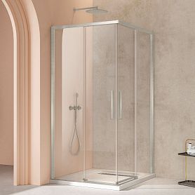 Душевой уголок Vincea Slim VSS-4SL 100x100, стекло прозрачное, профиль брашированный никель - фото 1