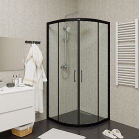 Душевой уголок CeruttiSPA Viva 90B N 90x90, стекло прозрачное, профиль черный - фото 1