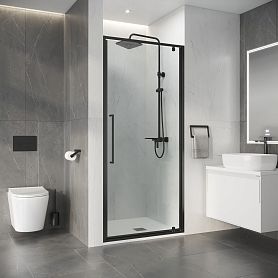 Душевая дверь Niagara Nova NG-35-9AGR 90x195, стекло прозрачное, профиль графит - фото 1