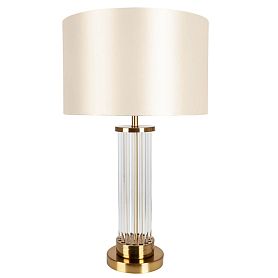Декоративная настольная лампа Arte Lamp Matar A4027LT-1PB, арматура полированная медь, плафон ткань кремовая - фото 1