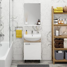 Мебель для ванной Оника Эко 52 Black, напольная, цвет белый / дуб сонома - фото 1