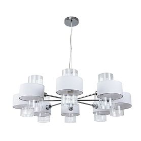 Подвесная люстра Arte Lamp Fantasia A4076LM-8CC, арматура хром, плафон ткань / стекло белое - фото 1