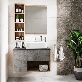 Мебель для ванной Grossman Бруно 80, цвет веллингтон / бетон - фото 1