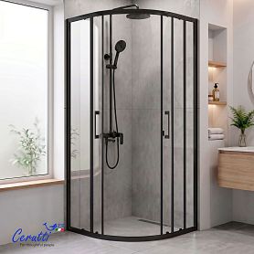 Душевой уголок CeruttiSPA Viva 90B N 90x90, стекло прозрачное, профиль черный - фото 1