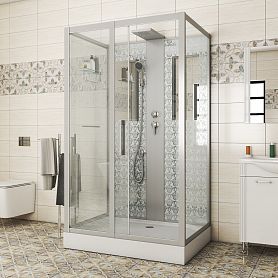 Душевая кабина Niagara Luxe NG-7711WBK 120x90, стекло прозрачное, профиль серебро, без крыши - фото 1