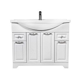 Тумба под раковину Stella Polar Кармела Люкс 100, цвет белое серебро - фото 1