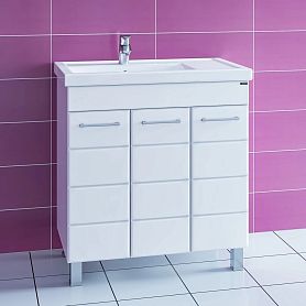 Тумба под раковину Санта Омега 80 П напольная, с дверцами, цвет белый - фото 1