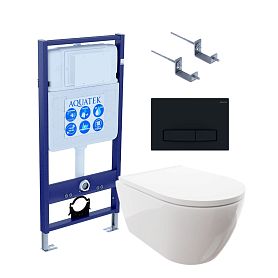 Комплект Set Акватек Поларис унитаза Поларис AQ0700-00 с сиденьем микролифт и инсталляции Акватек Standard 50 INS-0000012 с кнопкой KDI0000025 - фото 1