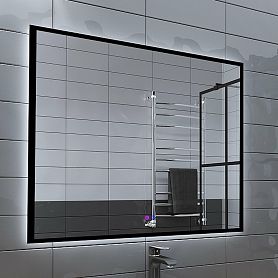 Зеркало Grossman Pragma Norma Black 90x80, с подсветкой, диммером и функцией антизапотевания, цвет черный - фото 1