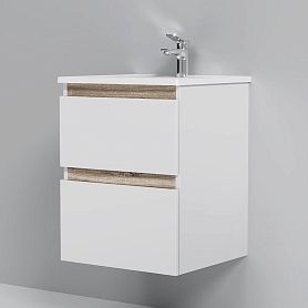 Тумба под раковину AM.PM X-Joy 50 подвесная, цвет белый глянец/дерево - фото 1