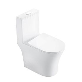 Унитаз Grossman Thin Rim GR-5607 SQ напольный, с сиденьем микролифт, цвет белый глянцевый - фото 1