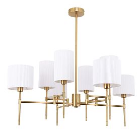Подвесная люстра Arte Lamp Debora A4108LM-8PB, арматура полированная медь, плафон ткань белая - фото 1