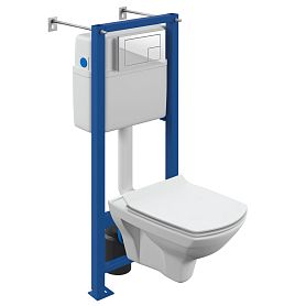 Комплект Cersanit: Унитаз Carina XL CO DPL EO Slim + Инсталляция Vector + Кнопка Corner белая - фото 1