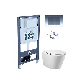 Комплект Акватек Вега T PNS 002: Инсталляция Pneumo S50 INSP-0000001 + Кнопка PNS -0000002 хром глянец + Унитаз Вега AQ1904T-00 белый - фото 1