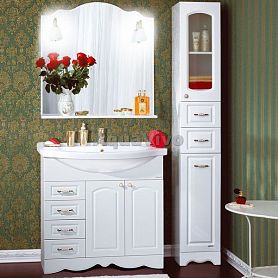 Мебель для ванной Бриклаер Анна 90 с центральной раковиной, цвет белый, ручки бронза - фото 1