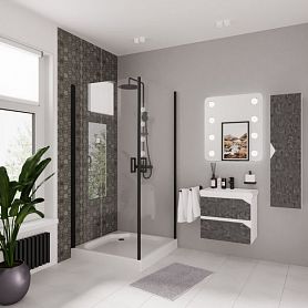 Душевой уголок Niagara Nova NG-6804-08 BLACK 100x100, стекло прозрачное, профиль черный - фото 1