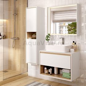 Мебель для ванной Cersanit Louna 80, с раковиной Crea, цвет белый / светлое дерево - фото 1