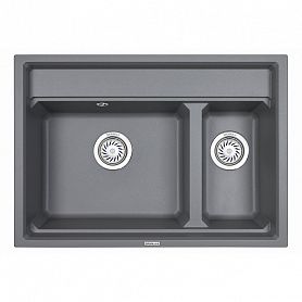 Кухонная мойка Granula Kitchen Space KS-7302 AL 73x51, 2 чаши, с дозатором для жидкого мыла, сушилкой, цвет алюминиум - фото 1