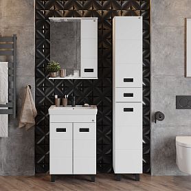 Мебель для ванной Оника Балтика-Квадро Black 55, цвет белый / черный - фото 1