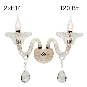 Бра Citilux Ирида CL351321, арматура золото, плафоны стекло / хрусталь прозрачный - фото 1