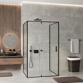 Душевой уголок WasserKRAFT Elbe 74P26 120x100, стекло прозрачное, профиль черный матовый - фото 1