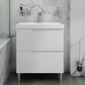 Тумба под раковину Санта Альтаир 70, напольная, 2 ящика, цвет белый глянец - фото 1