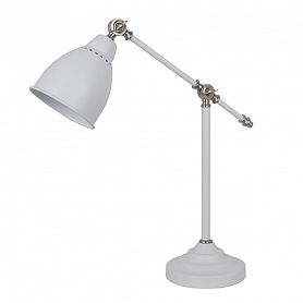 Офисная настольная лампа Arte Lamp Braccio A2054LT-1WH, арматура белая / хром, плафон металл белый, 18х48 см - фото 1