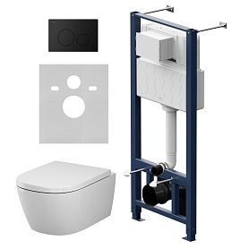 Комплект AM.PM IS49038.601901: Инсталляция Pro + Кнопка Pro L черная матовая + Унитаз Libre Aquaspin C601901SC белый - фото 1