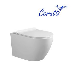 Унитаз CeruttiSPA Clio Aria Tornado CT10582 подвесной, безободковый, с сиденьем микролифт, цвет белый - фото 1