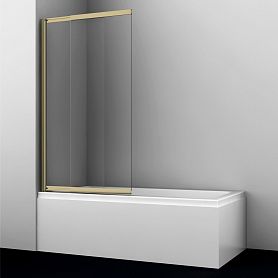 Шторка на ванну WasserKRAFT Schunter 82S02-100 100x140, стекло прозрачное, профиль золото матовое - фото 1