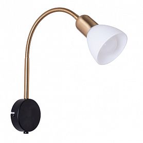 Бра Arte Lamp Falena A3116AP-1BK, арматура черная / бронза, плафон стекло белое, 7х8 см - фото 1