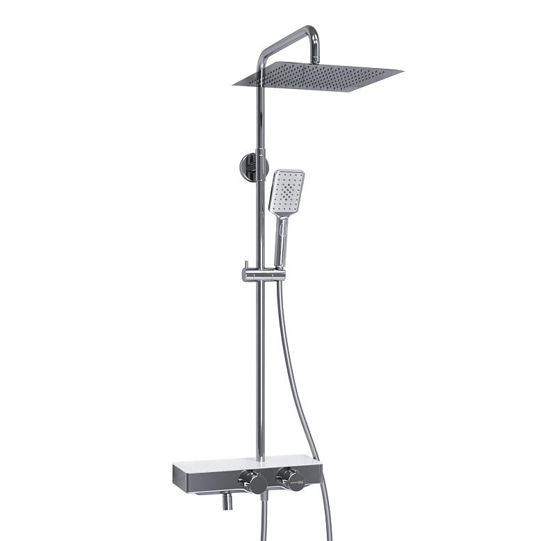 Душевая стойка WasserKRAFT A113.118.126.CH Thermo, с верхним душем, термостатическим смесителем, цвет хром