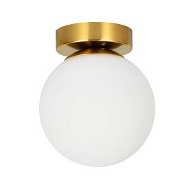 Настенно-потолочный светильник Arte Lamp Alcor A2224PL-1PB, арматура полированная медь, плафон стекло белое - фото 1