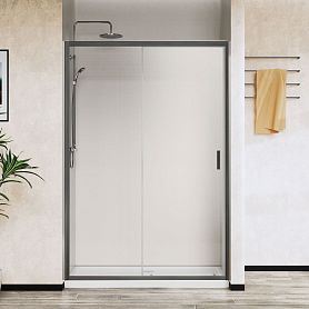 Душевая дверь Vincea City VDS-5CT 110x195, стекло прозрачное, профиль вороненая сталь - фото 1