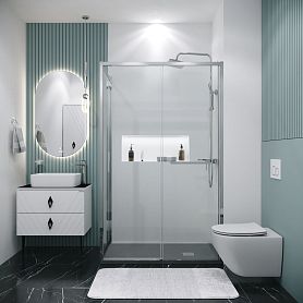 Душевой уголок Grossman Style 100х80, стекло прозрачное, профиль хром - фото 1