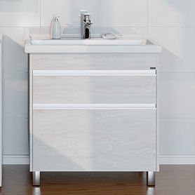 Тумба под раковину Санта Уран 80 напольная, цвет беленое дерево - фото 1