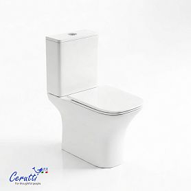 Унитазй Ceruttispa Vettore Tornado CT11134 напольный, безободковый, смыв Торнадо, с сиденоем микролифт, цвет белый глянцевый - фото 1
