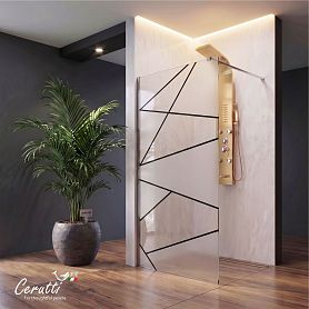 Душевая перегородка CeruttiSPA Pick T90 90x190, стекло прозрачное с матовым узором, профиль хром - фото 1