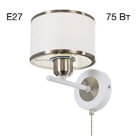 Бра Citilux Alton CL421412, арматура белая / хром, плафоны текстиль белый / хром матовый - фото 1