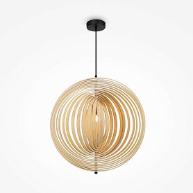 Подвесной светильник Maytoni Roots MOD197PL-01W2, арматура черная, профиль дерево бежевое - фото 1