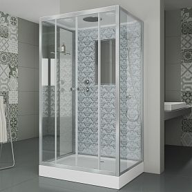 Душевая кабина Niagara Luxe NG-7772QW 120x90, стекло прозрачное, профиль серебро, с крышей - фото 1