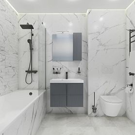 Мебель для ванной Санта Юпитер 70, подвесная, 2 ящика, цвет графит матовый - фото 1