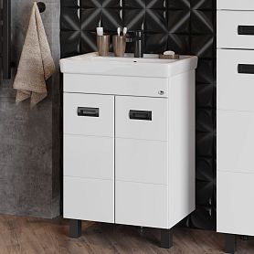 Тумба под раковину Оника Балтика-Квадро Black 55, цвет белый / черный - фото 1