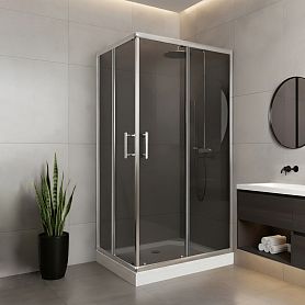 Душевой уголок Parly QZ71S N 100x70, стекло тонированное, профиль хром - фото 1