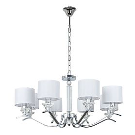 Подвесная люстра Arte Lamp Alhena A4091LM-8CC, арматура хром, плафон ткань белая - фото 1